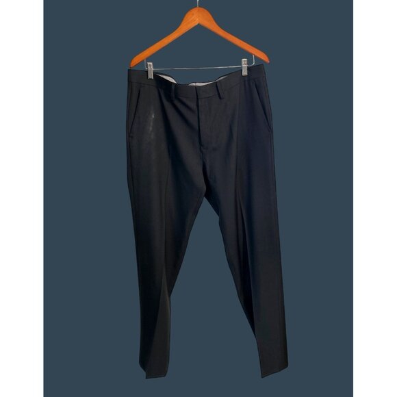 Haggar Mens Straight Fit Dress Pants 34x32 Black Polyester/Viscose - Picture 1 of 6